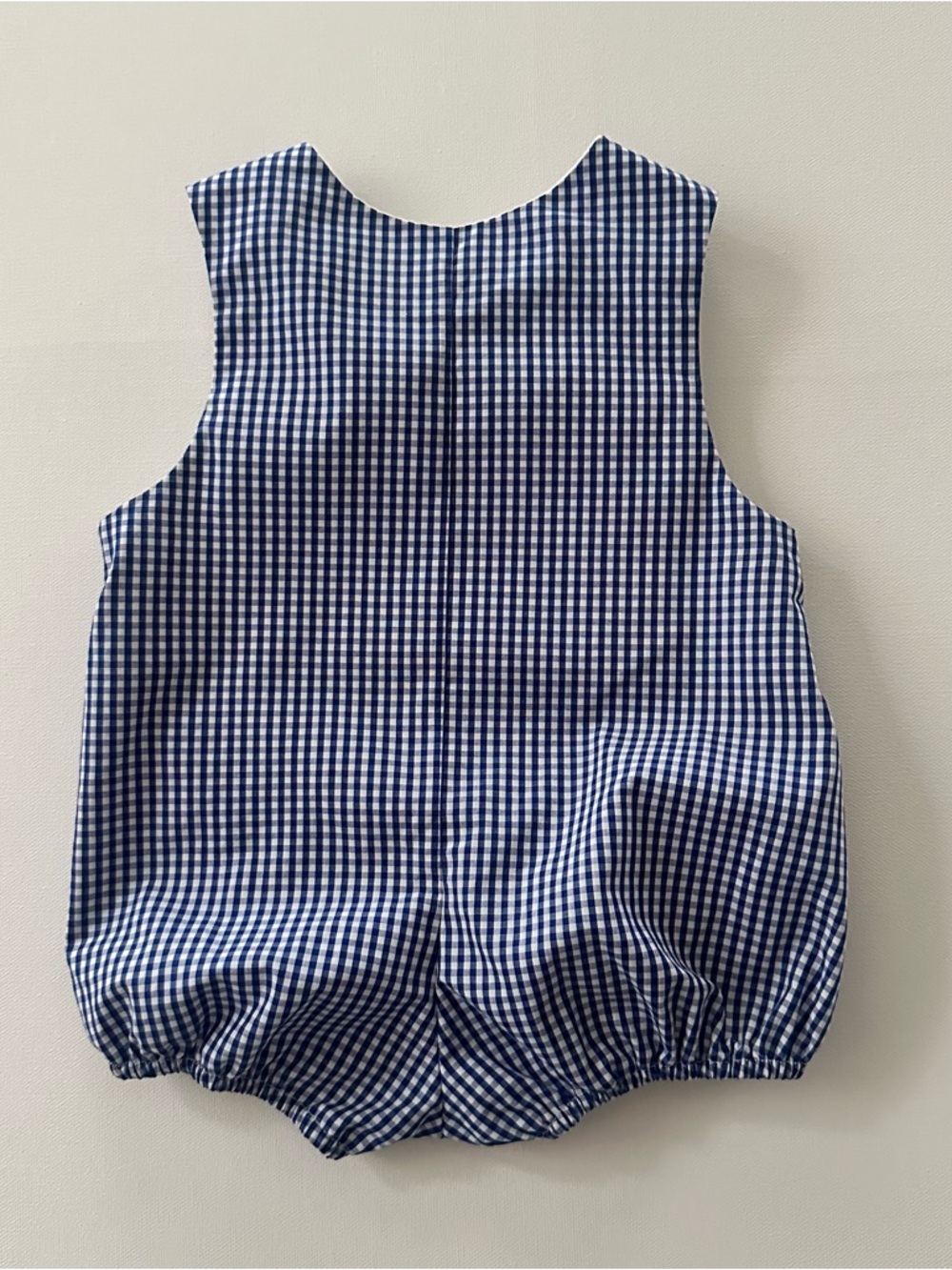 Stitchy Fish 6 Months Baby Boy Blue Plaid Smocked Romper American Flag Patriotic - Picture 5 of 5